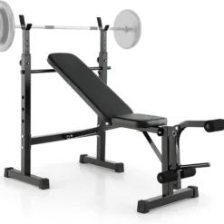 Folding Weight Bench with Barbell Rack Lifting Press Gym Adjustable